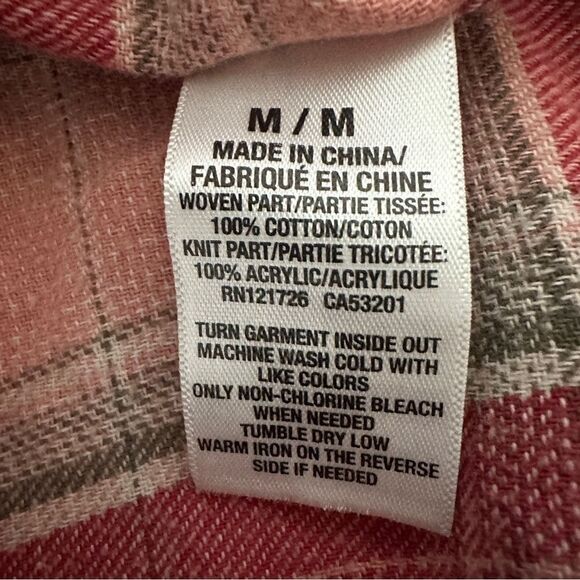 Aeropostale pink plaid button up shirt,tie at the waist, knitted back size M - Picture 7 of 8